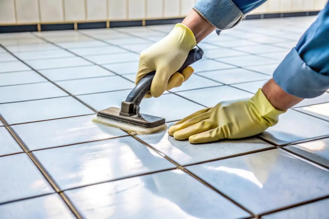 Before and after grout cleaning comparison